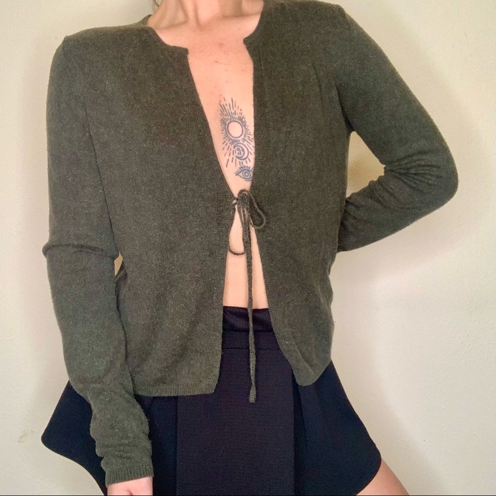Vintage Y2K Silk & Cashmere Eddie Bauer Tie Cardigan size small